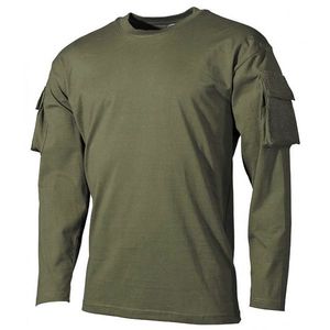 MFH US oliv tricou cu mânecă lungă cu buzunare şi bandă velcro pe mâneci, 170g/m2 imagine