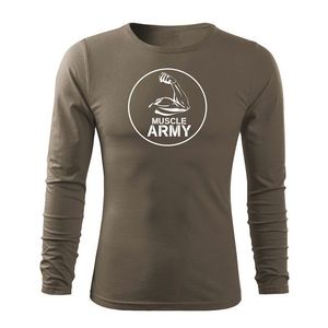 DRAGOWA Fit-T tricou cu mânecă lungă muscle army biceps, oliv 160g/m2 imagine