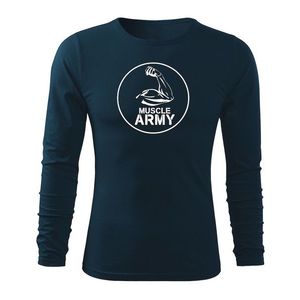 DRAGOWA Fit-T tricou cu mânecă lungă muscle army biceps, albastru închis160g/m2 imagine