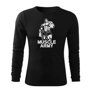 DRAGOWA Fit-T tricou cu mânecă lungă muscle army man, negru 160g/m2 imagine