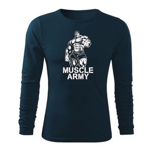 DRAGOWA Fit-T tricou cu mânecă lungă muscle army man, albastru închis160g/m2 imagine