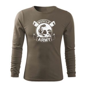 DRAGOWA Fit-T tricou cu mânecă lungă muscle army original, oliv 160g/m2 imagine