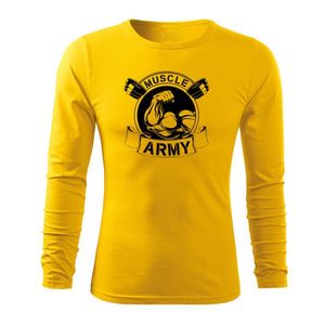 DRAGOWA Fit-T tricou cu mânecă lungă muscle army original, galben 160g/m2 imagine