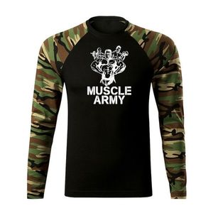 DRAGOWA Fit-T tricou cu mânecă lungă muscle army team, woodland160g/m2 imagine