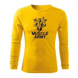 DRAGOWA Fit-T tricou cu mânecă lungă muscle army team, galben 160g/m2 imagine