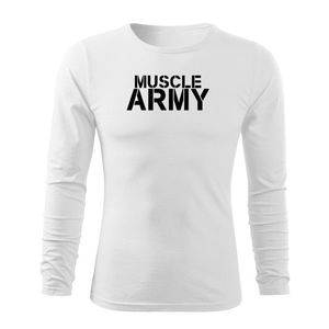 DRAGOWA Fit-T tricou cu mânecă lungă muscle army, alb 160g/m2 imagine