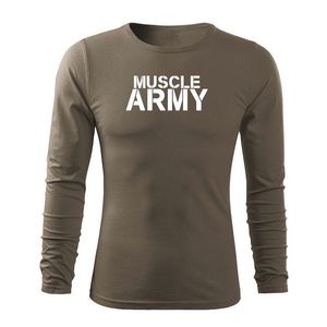 DRAGOWA Fit-T tricou cu mânecă lungă muscle army, oliv 160g/m2 imagine