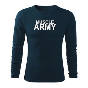 DRAGOWA Fit-T tricou cu mânecă lungă muscle army, albastru închis160g/m2 imagine