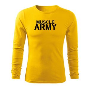DRAGOWA Fit-T tricou cu mânecă lungă muscle army, galben 160g/m2 imagine