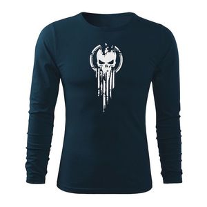 DRAGOWA Fit-T tricou cu mânecă lungă skull, albastru închis160g/m2 imagine