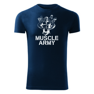 DRAGOWA tricou pentru bărbati de fitness muscle army team, albastru 180g/m2 imagine