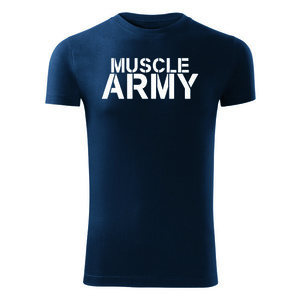 DRAGOWA tricou pentru bărbati de fitness muscle army, albastru 180g/m2 imagine