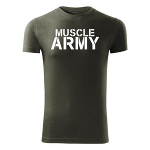 DRAGOWA tricou pentru bărbati de fitness muscle army, oliv 180g/m2 imagine