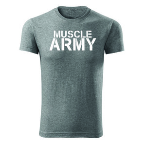 DRAGOWA tricou pentru bărbati de fitness muscle army, gri 180g/m2 imagine