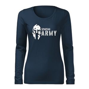 DRAGOWA Slim tricou de damă cu mânecă lungă spartan army, albastru închis 160g/m2 imagine