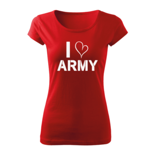 DRAGOWA tricou de damă i love army, rosu 150g/m2 imagine