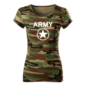 DRAGOWA tricou de damă camuflaj army star, 150g/m2 imagine