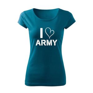 DRAGOWA tricou de damă i love army, petrol blue 150g/m2 imagine