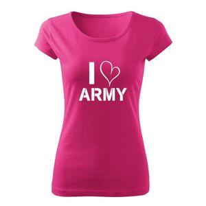 DRAGOWA tricou de damă I love army, roz150g/m2 imagine