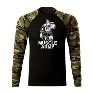 DRAGOWA Fit-T tricou cu mânecă lungă muscle army man, woodland 160g/m2 imagine