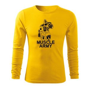 DRAGOWA Fit-T tricou cu mânecă lungă muscle army man, galben 160g/m2 imagine