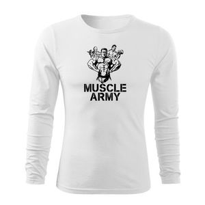 DRAGOWA Fit-T tricou cu mânecă lungă muscle army team, alb 160g/m2 imagine