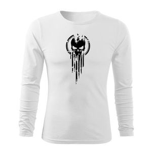 DRAGOWA Fit-T tricou cu mânecă lungă skull, alb 160g/m2 imagine