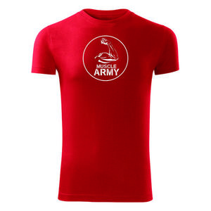DRAGOWA tricou pentru bărbati de fitness muscle army biceps, rosu 180g/m2 imagine