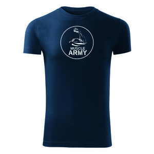DRAGOWA tricou pentru bărbati de fitness muscle army biceps, albastru 180g/m2 imagine
