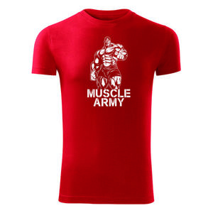 DRAGOWA tricou pentru bărbati de fitness muscle army man, rosu 180g/m2 imagine
