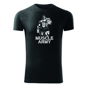 DRAGOWA tricou pentru bărbati de fitness muscle army man, negru 180g/m2 imagine