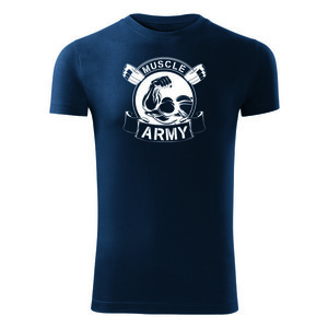 DRAGOWA tricou pentru bărbati de fitness muscle army original, albastru 180g/m2 imagine