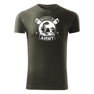 DRAGOWA tricou pentru bărbati de fitness muscle army original, oliv 180g/m2 imagine