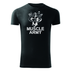DRAGOWA tricou pentru bărbati de fitness muscle army team, negru 180g/m2 imagine