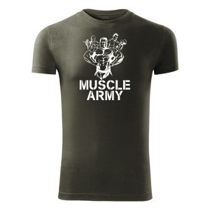 DRAGOWA tricou pentru bărbati de fitness muscle army team, oliv 180g/m2 imagine