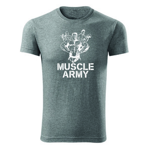 DRAGOWA tricou pentru bărbati de fitness muscle army team, gri 180g/m2 imagine