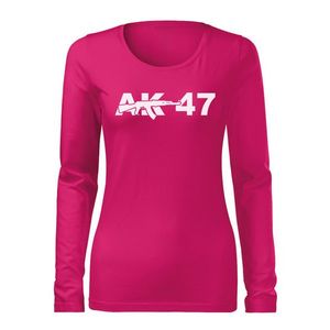 DRAGOWA Slim tricou de damă cu mânecă lungă ak47, roz 160g/m2 imagine
