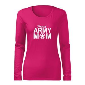 DRAGOWA Slim tricou de damă cu mânecă lungă army mom, roz 160g/m2 imagine