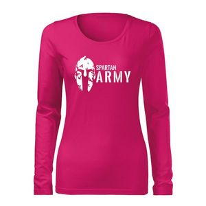 DRAGOWA Slim tricou de damă cu mânecă lungă spartan army, roz 160g/m2 imagine