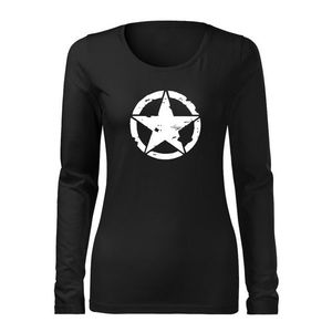 DRAGOWA Slim tricou de damă cu mânecă lungă star, negru 160g/m2 imagine