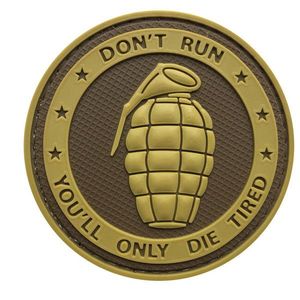 WARAGOD Petic 3D Don't Run, You'll only Die Tired Grenade coyote 6cm imagine