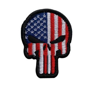 WARAGOD Petic Embroidery Patriot Punisher US Flag 6x4.5cm imagine