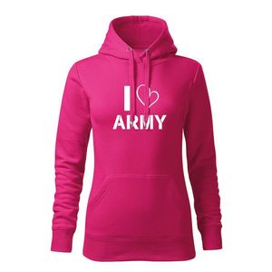 DRAGOWA hanorac femei cu gulgă i love army, roz 320g / m2 imagine