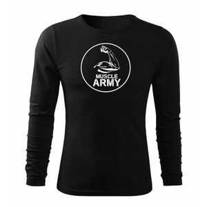 DRAGOWA Fit-T tricou cu mânecă lungă muscle army biceps, negru 160g/m2 imagine