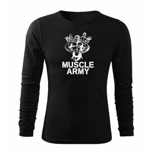 DRAGOWA Fit-T tricou cu mânecă lungă muscle army team, negru 160g/m2 imagine