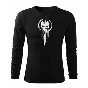 DRAGOWA Fit-T tricou cu mânecă lungă skull, negru 160g/m2 imagine