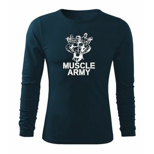 DRAGOWA Fit-T tricou cu mânecă lungă muscle army team, albastru închis160g/m2 imagine