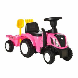 HOMCOM Tractor Roz Ride-On pentru Copii, Jucărie Atractivă și Durabilă 91x29x44 cm | Aosom Romania imagine