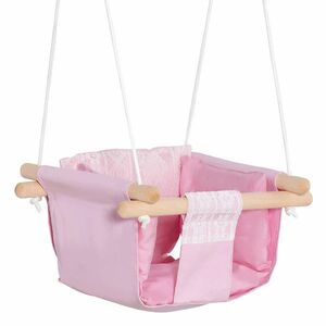 Scaun pentru leagan Outsunny pentru copii, tesatura si lemn, 40x40x180cm, Roz imagine