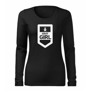 DRAGOWA Slim tricou de damă cu mânecă lungă army girl, negru 160g/m2 imagine